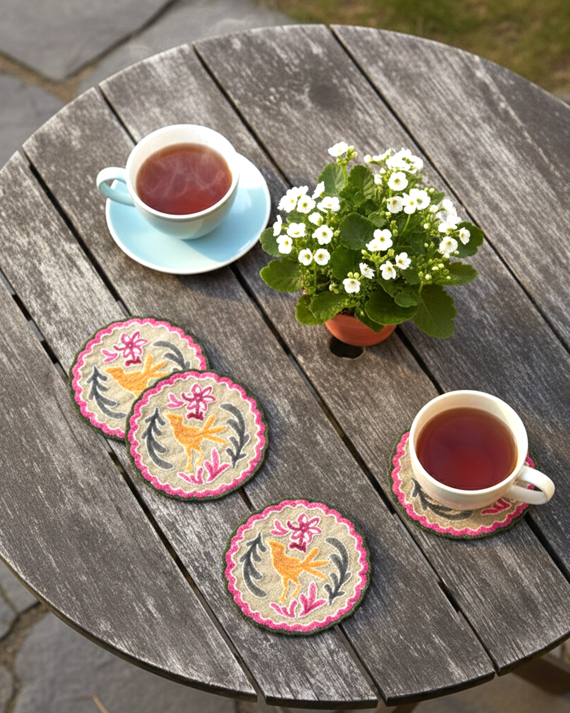 Ayna Green Bird Printed Tea Coaster - alternate view