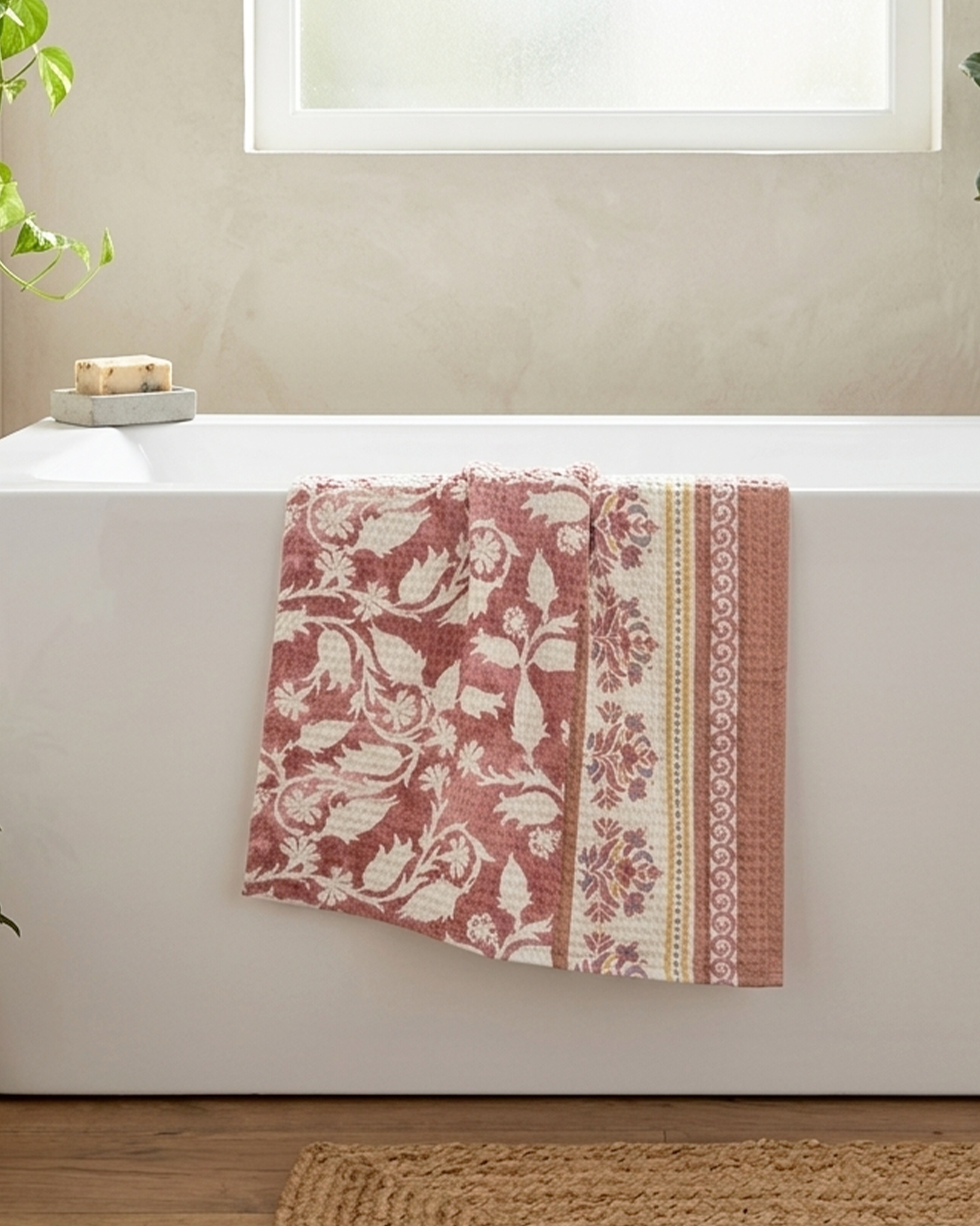 Rahat Buta Pink Cotton Hand Towel - alternate view
