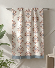 Rahat Buta Blue Cotton Bath Towel | Taran Living