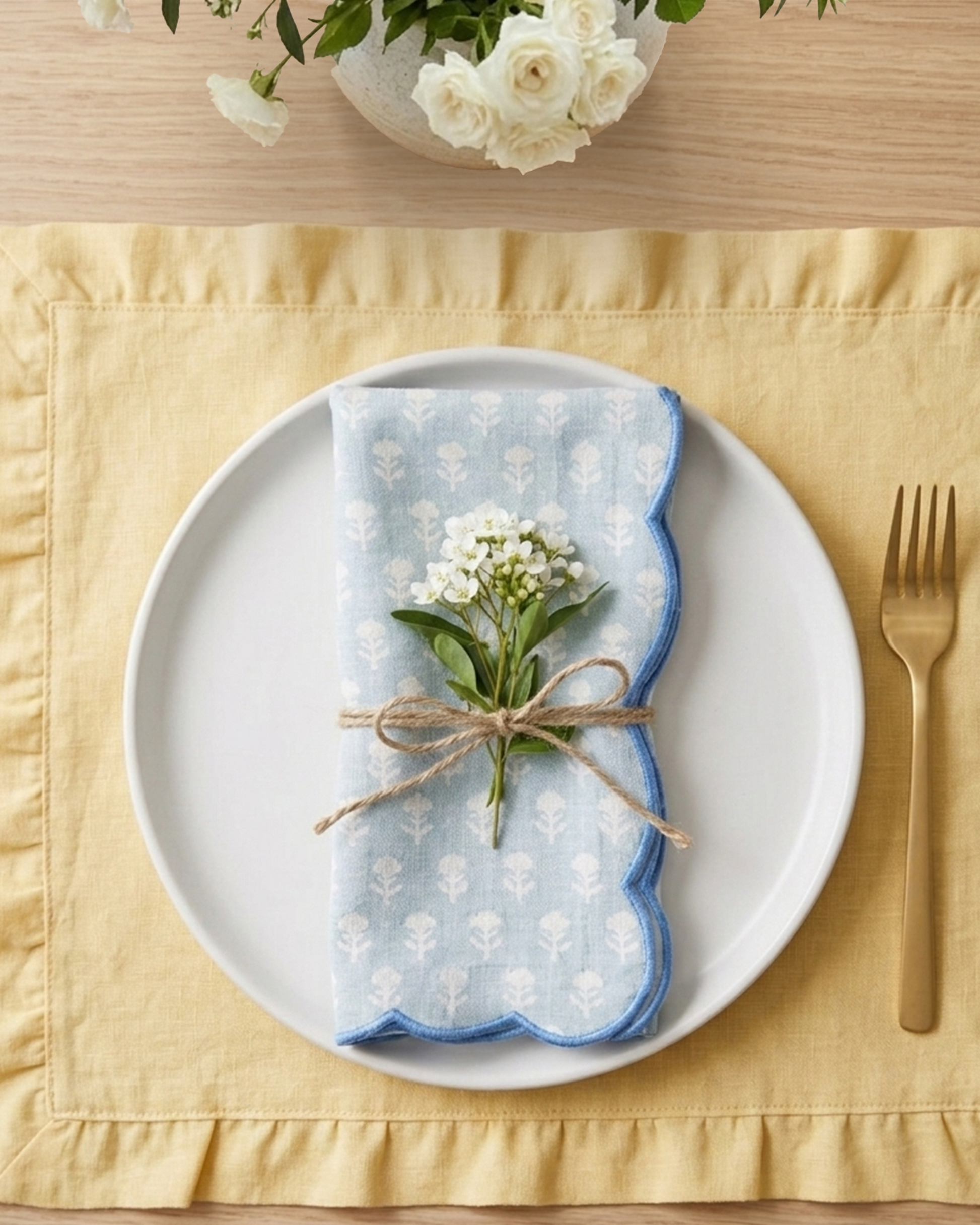 Mimo Pines Blue Cotton Napkin | Taran Living