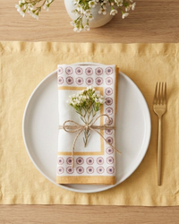 Raahat Yellow Flower Cotton Napkin | Set of 2