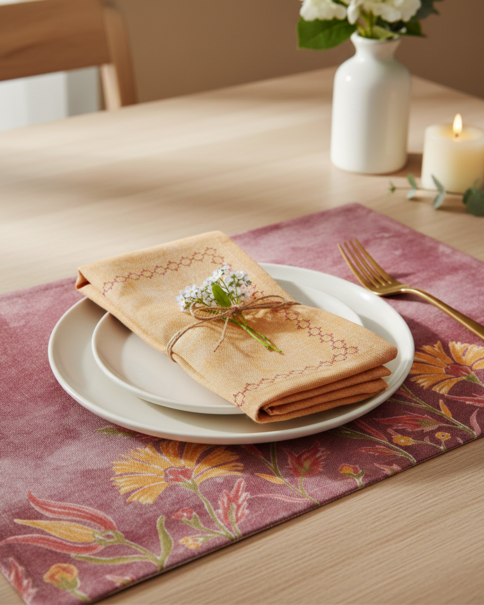 Miyana Yellow Embroidered Napkin | Taran Living