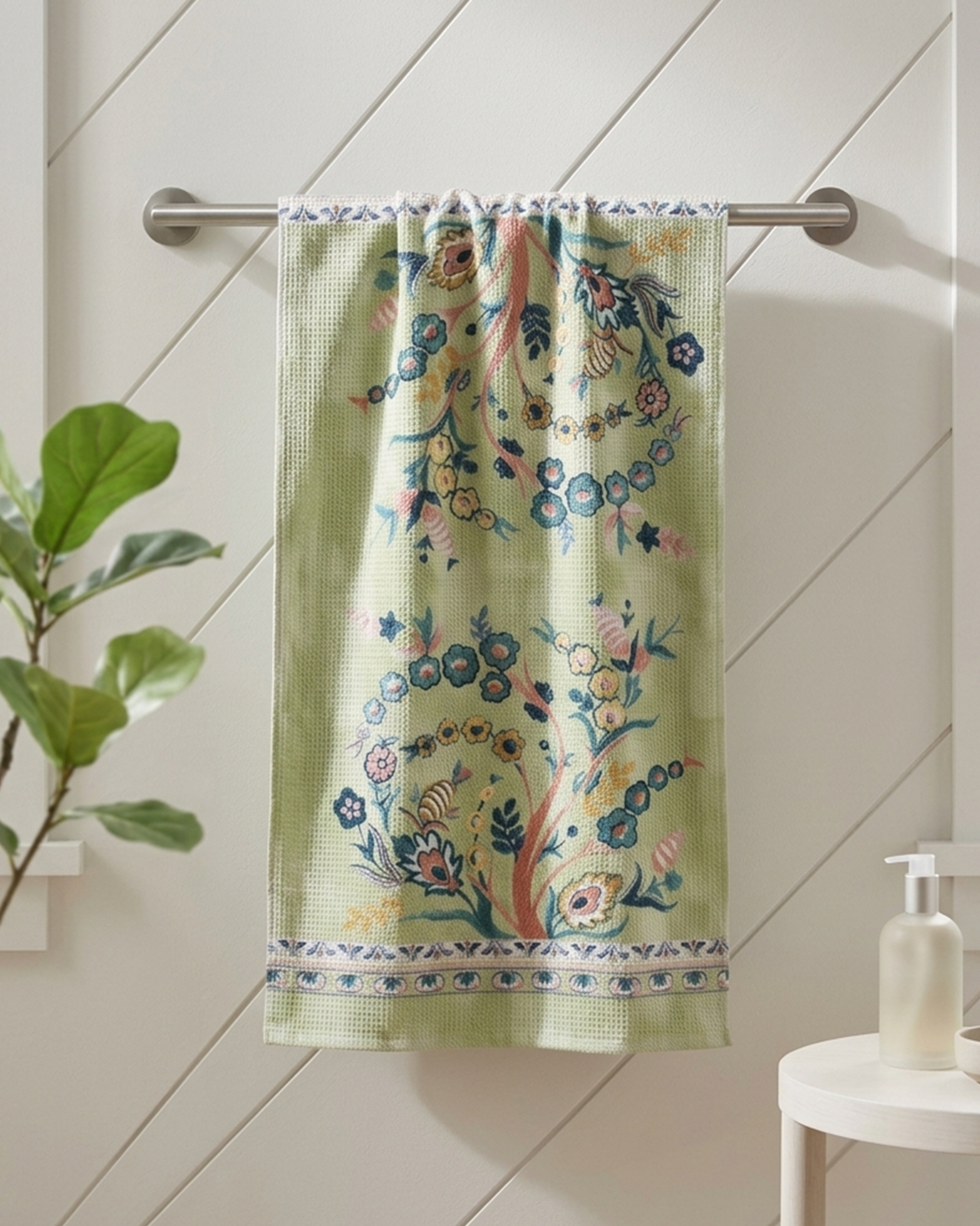Khwaab Green Cotton Bath Towel | Taran Living