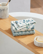 Mimo Flower Blue Cotton Face Towel | Taran Living