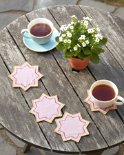 Miyana Coral Boundary Embroidered Coaster | Taran Living