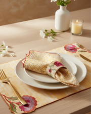 Rahat Yellow Circular Printed Napkin | Taran Living
