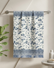 Mimo Flower Blue Bath Towel | Taran Living