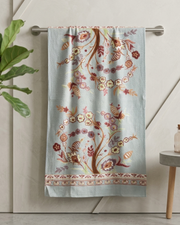 Khwaab Blue Cotton Bath Towel | Taran Living