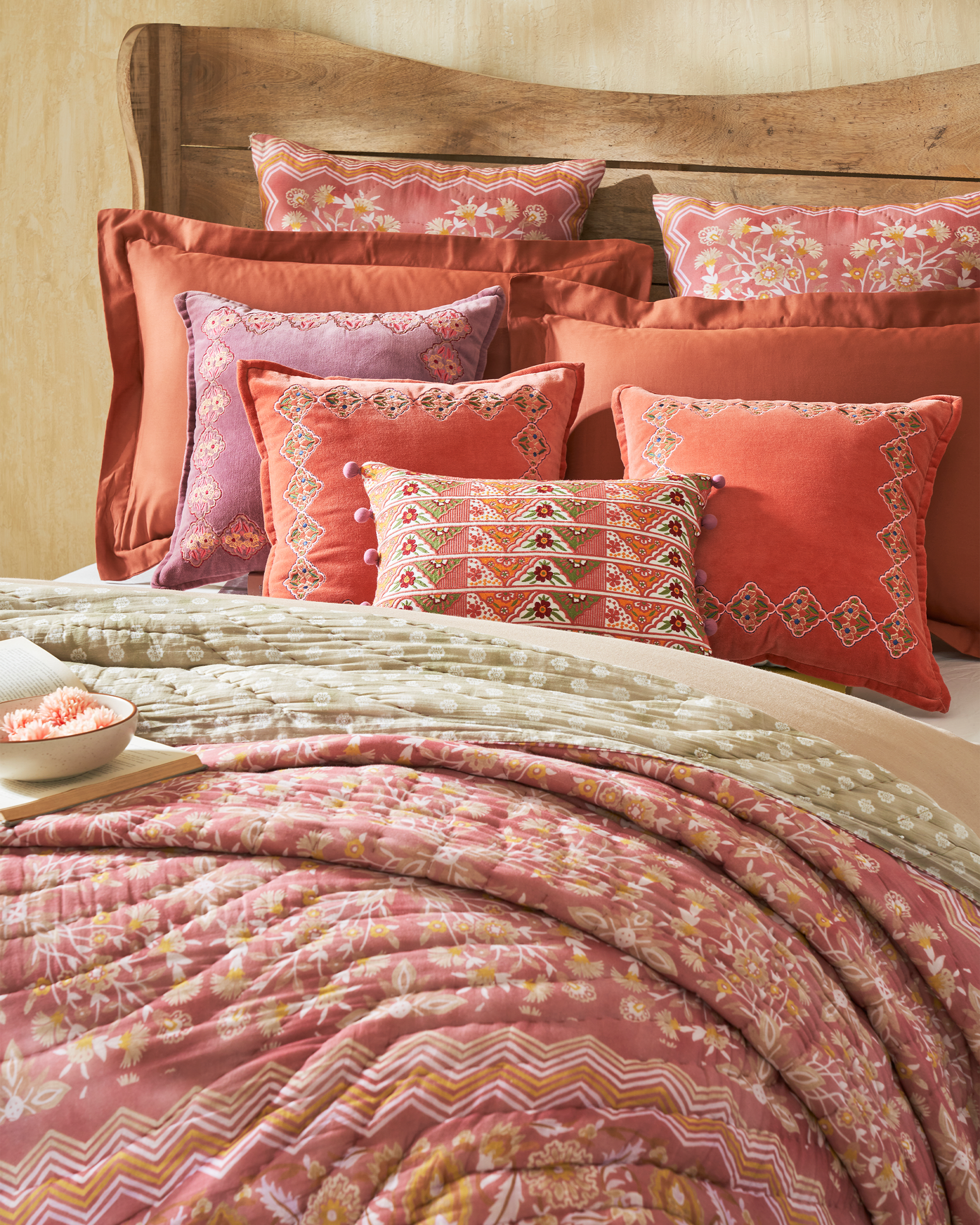 Rahat Red Cotton Quilt - alternate view