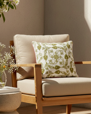 Khwaab Green Garden Grid Cushion Cover 16"x 16"