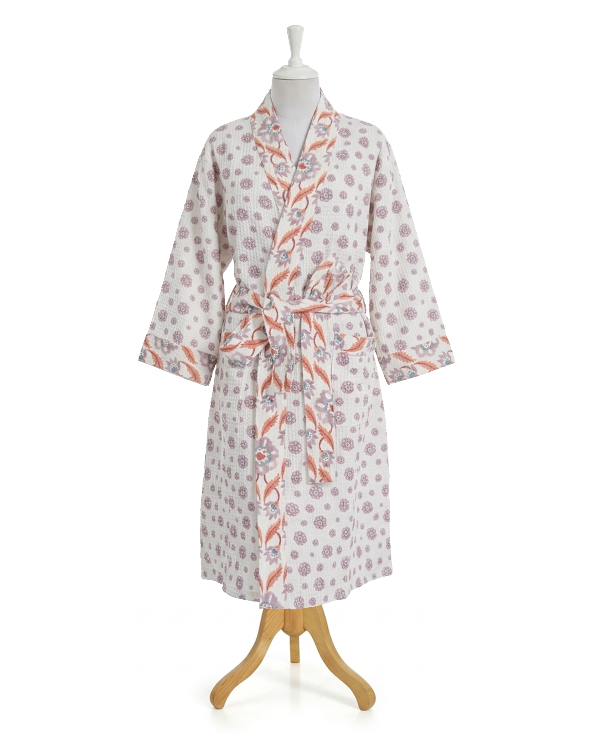 Rahat Flower Cotton Waffle Bathrobe - alternate view