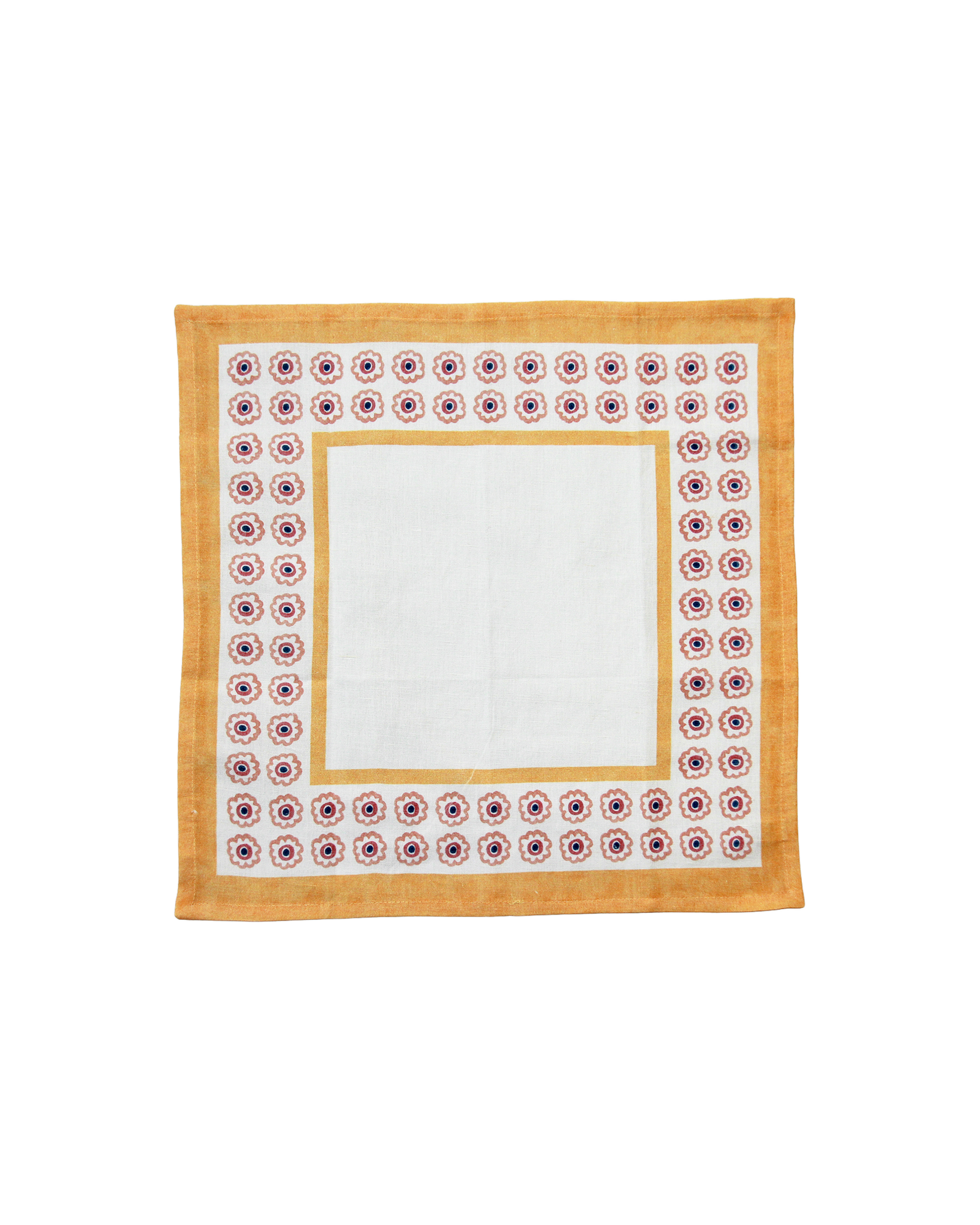 Raahat Yellow Flower Cotton Napkin - detail shot