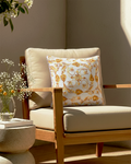Khwaab Yellow Garden Grid Cushion Cover