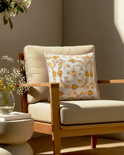 Khwaab Yellow Garden Grid Cushion Cover