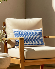 Ayna Linear Leaf Blue Cushion Cover