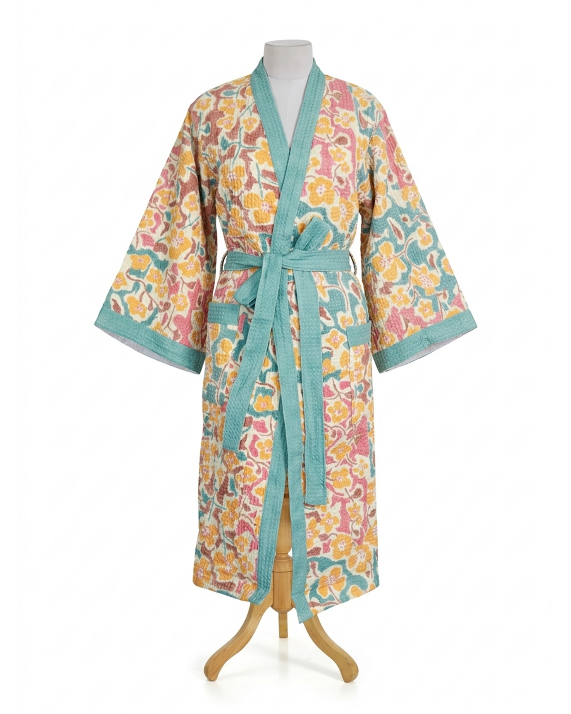 Flower Charm Cotton Waffle Bathrobe - alternate view