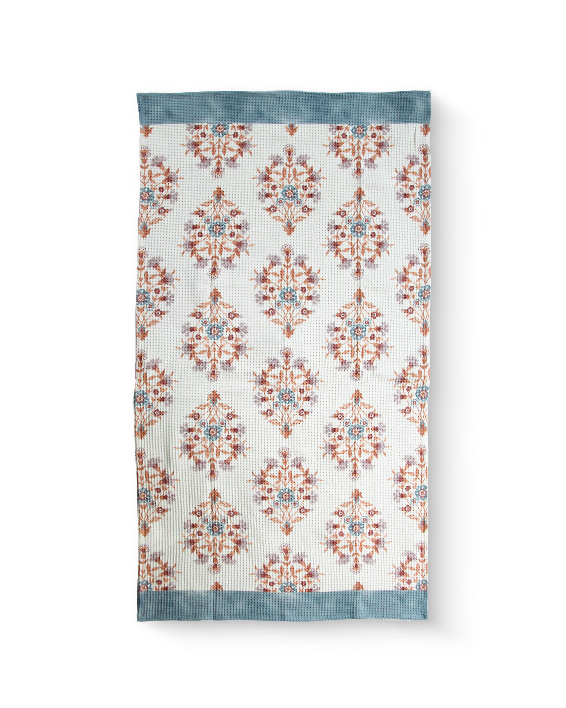 Rahat Buta Blue Cotton Bath Towel - detail shot