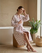 Rahat Flower Cotton Waffle Bathrobe | Taran Living