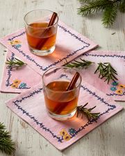 Ayna Pink Embroidered Cocktail Napkin - Set of 4