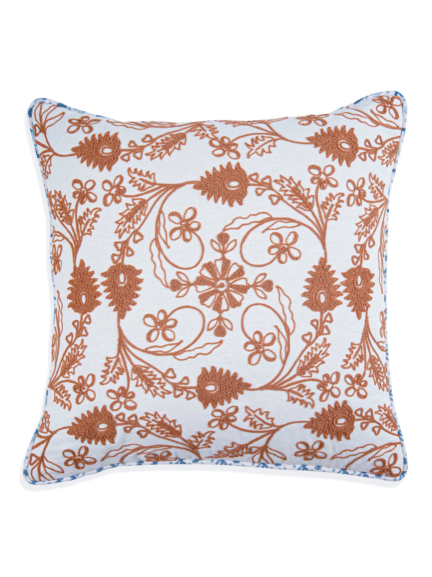 Khwaab terracotta embroidered cushion cover