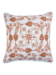 Khwaab Terracotta Garden Grid Cushion Cover -  16" x 16"
