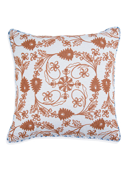 Khwaab Terracotta Embroidered Cushion Cover