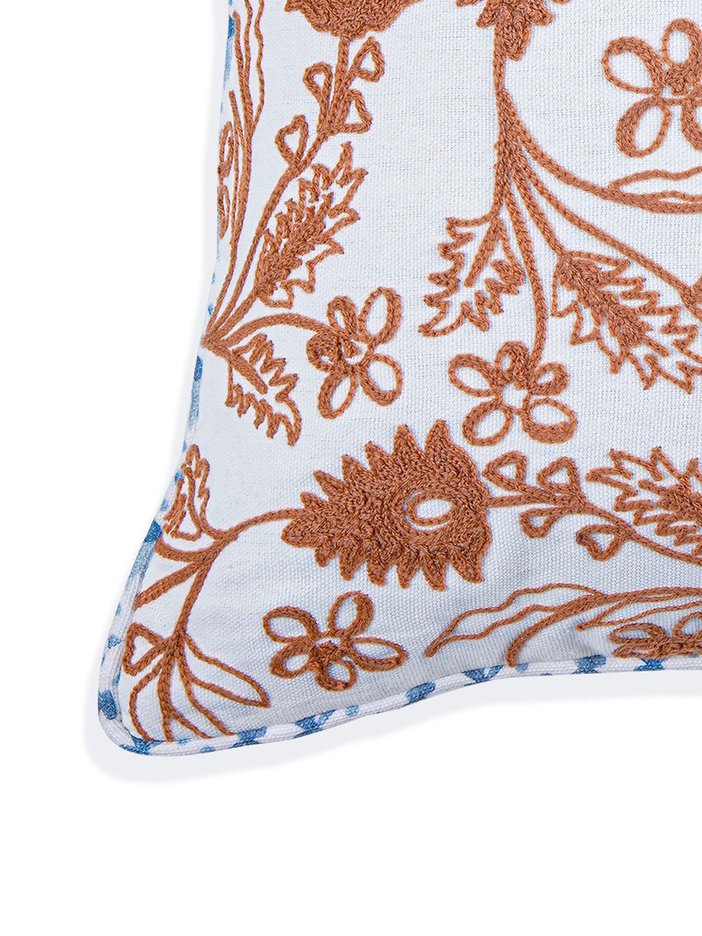 Khwaab terracotta embroidered cushion cover