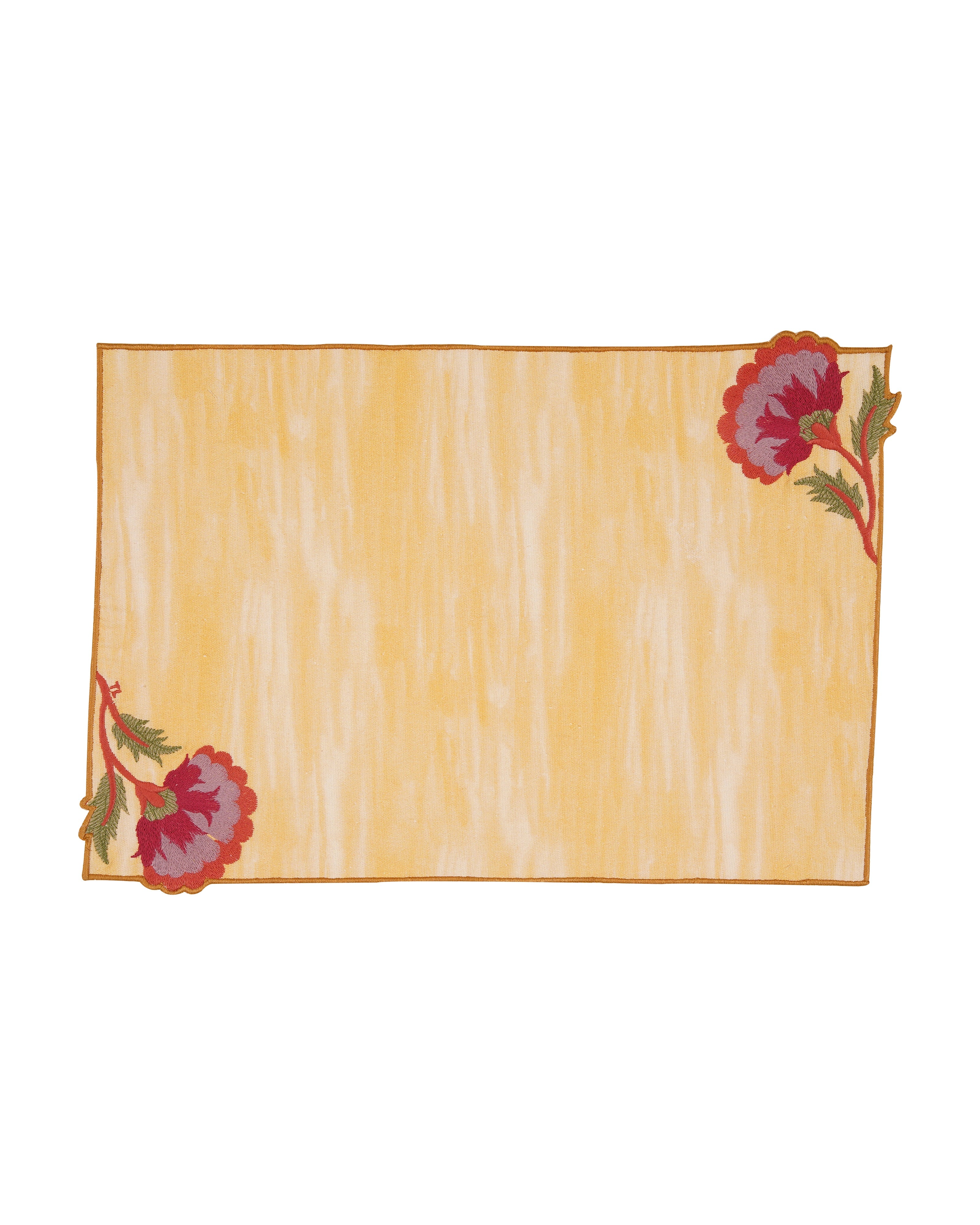 Rahat Yellow Embroidered Placemat - 12"X18"