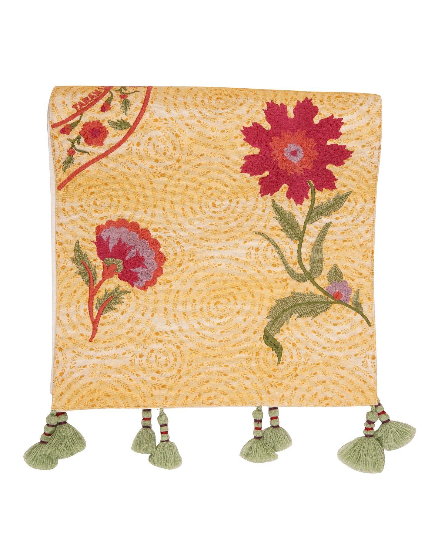 Rahat Yellow Embroidered Table Runner - 13"X72"