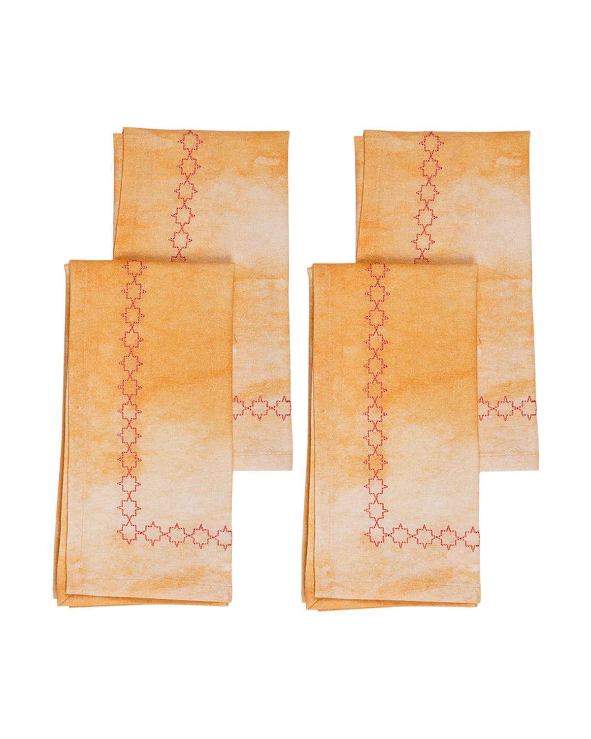 Miyana Yellow Embroidered Napkin - 16"X16"