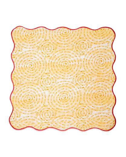 Rahat Yellow Circular Printed Napkin - 14"X14"