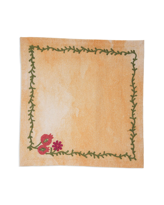Ayna Yellow Bel Embroidered Napkin - 8"X8"