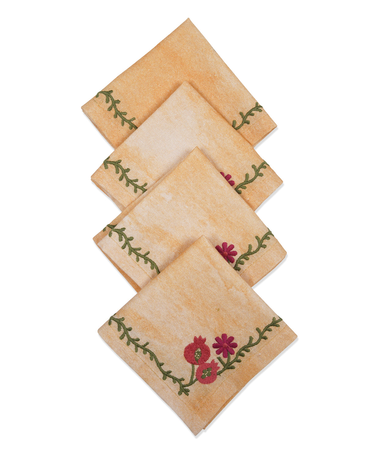 Ayna Yellow Bel Embroidered Napkin - 8"X8"