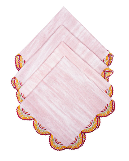 Mauve Scallop Embroidered Napkin -16"x16"