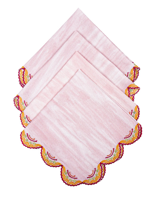 Mauve Scallop Embroidered Napkin -16"x16"
