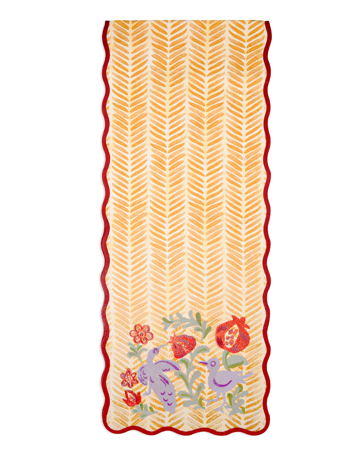 Ayna Yellow Embroidered Table Runner - 14"X72"