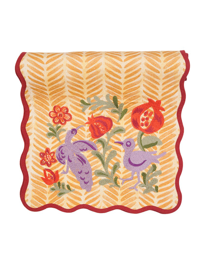 Ayna Yellow Embroidered Table Runner - 14"X72"