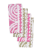 Ayna Green Pink Bird Printed Napkin - 14"X14"