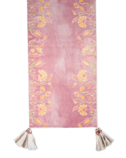 Miyana Dusty Rose Shimmery Printed Table Runner - 14"X72"