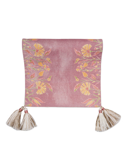 Miyana Dusty Rose Shimmery Printed Table Runner - 14"X72"