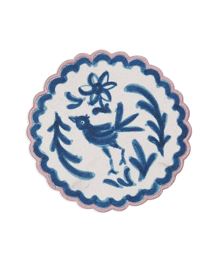 Ayna Blue Bird Printed Tea Coaster - 4"x4"