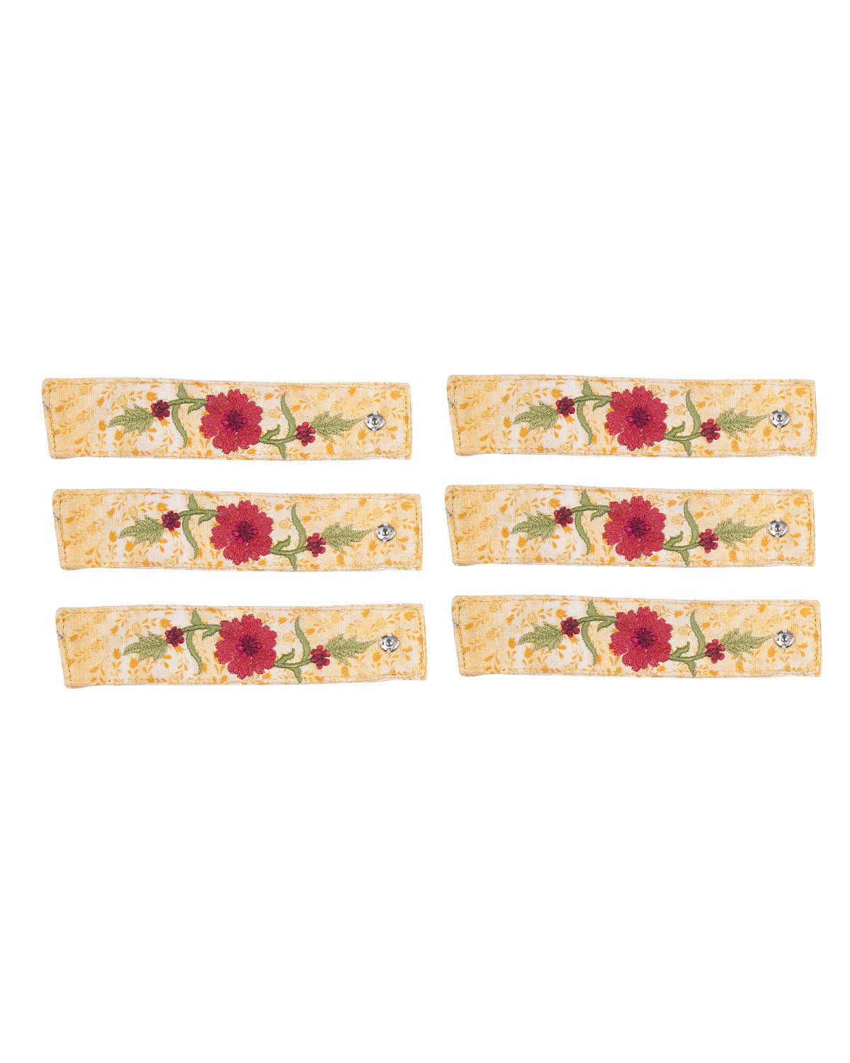 Rahat Yellow Embroidered Napkin Ring -Set of 6
