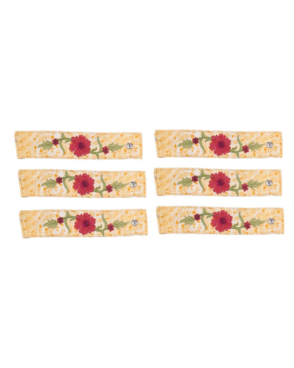 Rahat Yellow Embroidered Napkin Ring -Set of 6