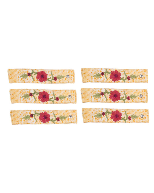 Rahat Yellow Embroidered Napkin Ring -Set of 6
