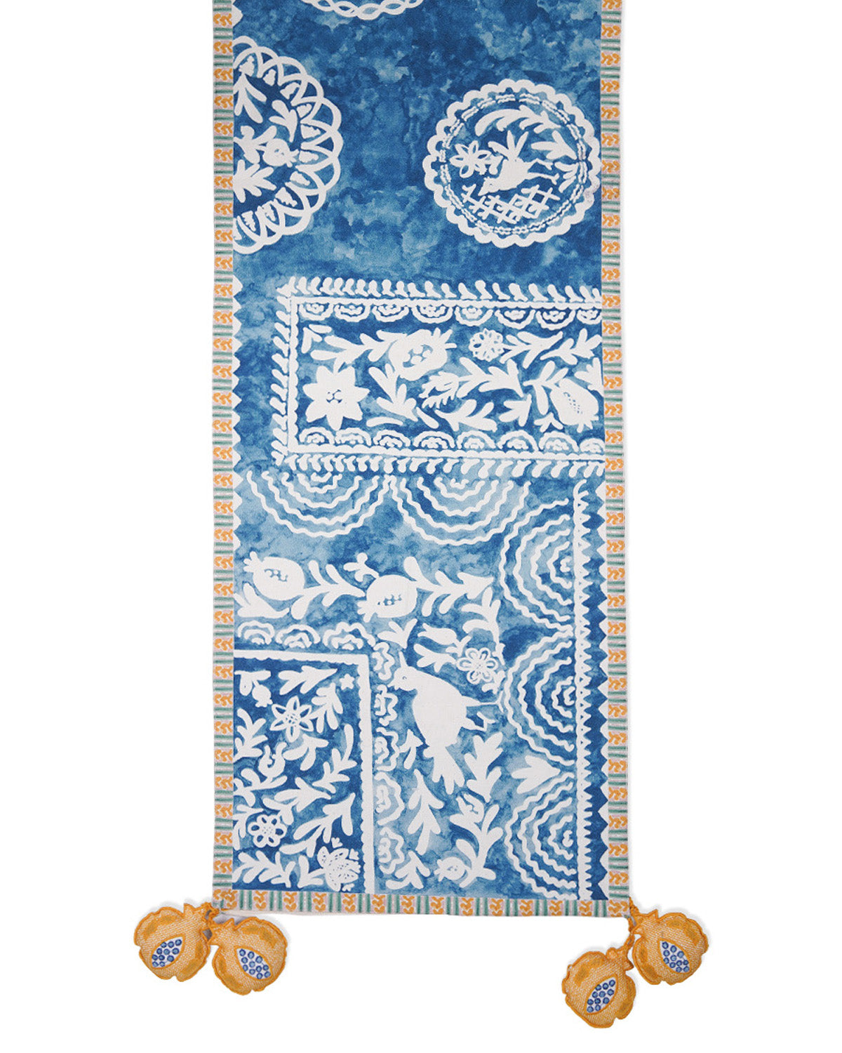 Ayna Blue Printed Table Runner - 14"X72"
