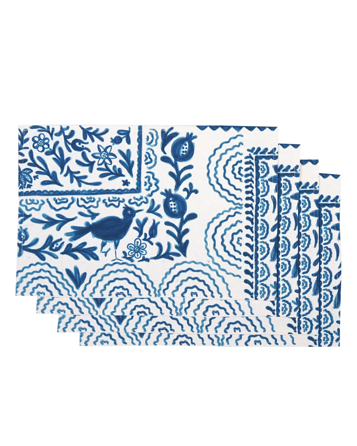 Ayna Blue Printed Placemat - set of 4- 13"X19"