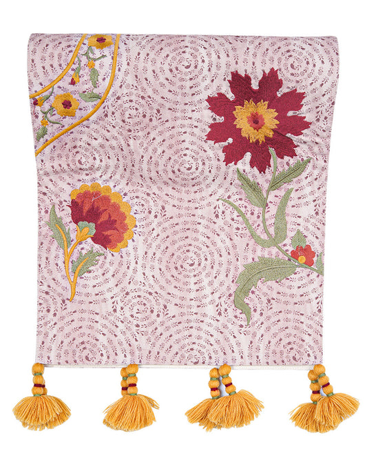 Rahat Mauve Embroidered Table Runner - 13"X72"