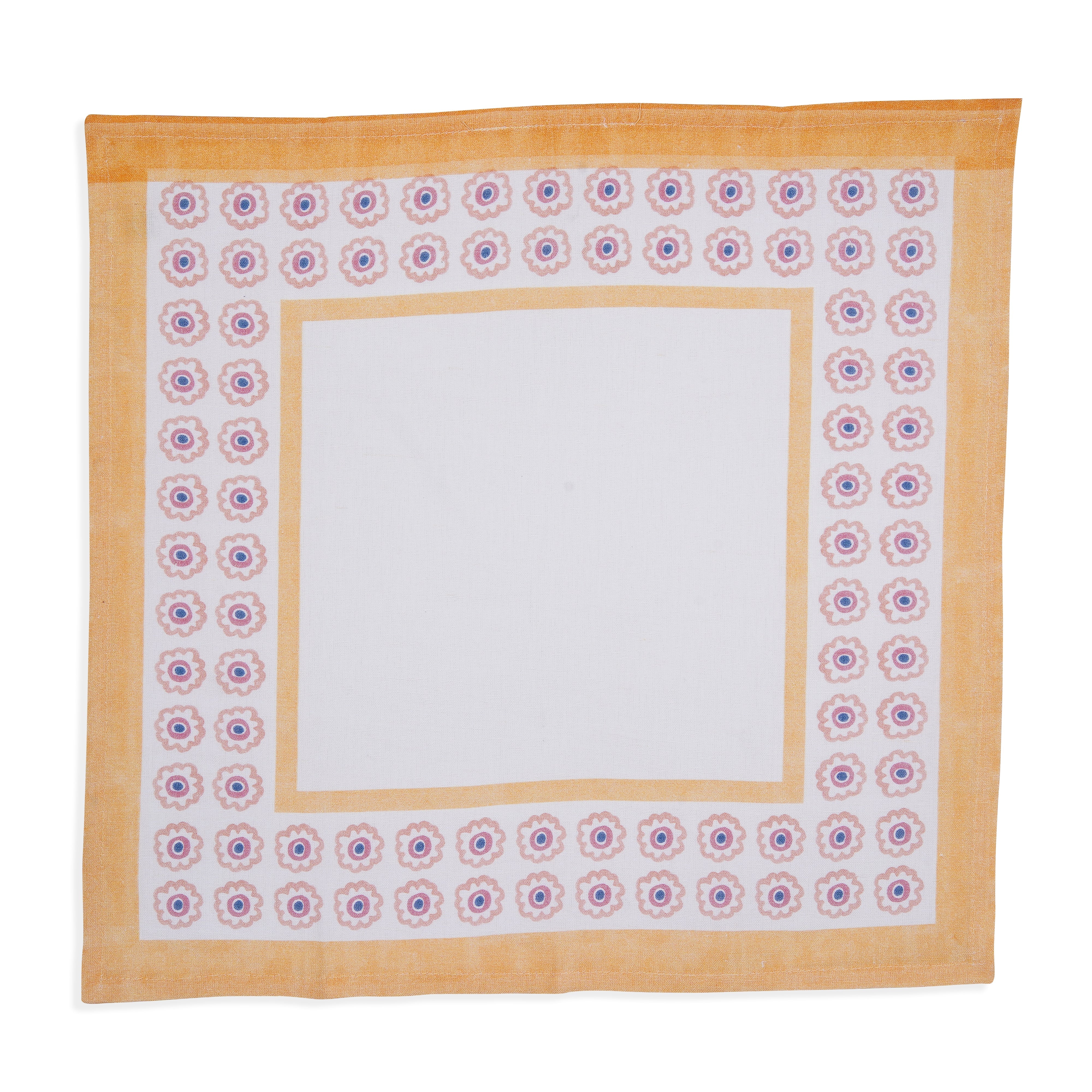 Raahat Yellow Flower Cotton Napkin | Set of 2