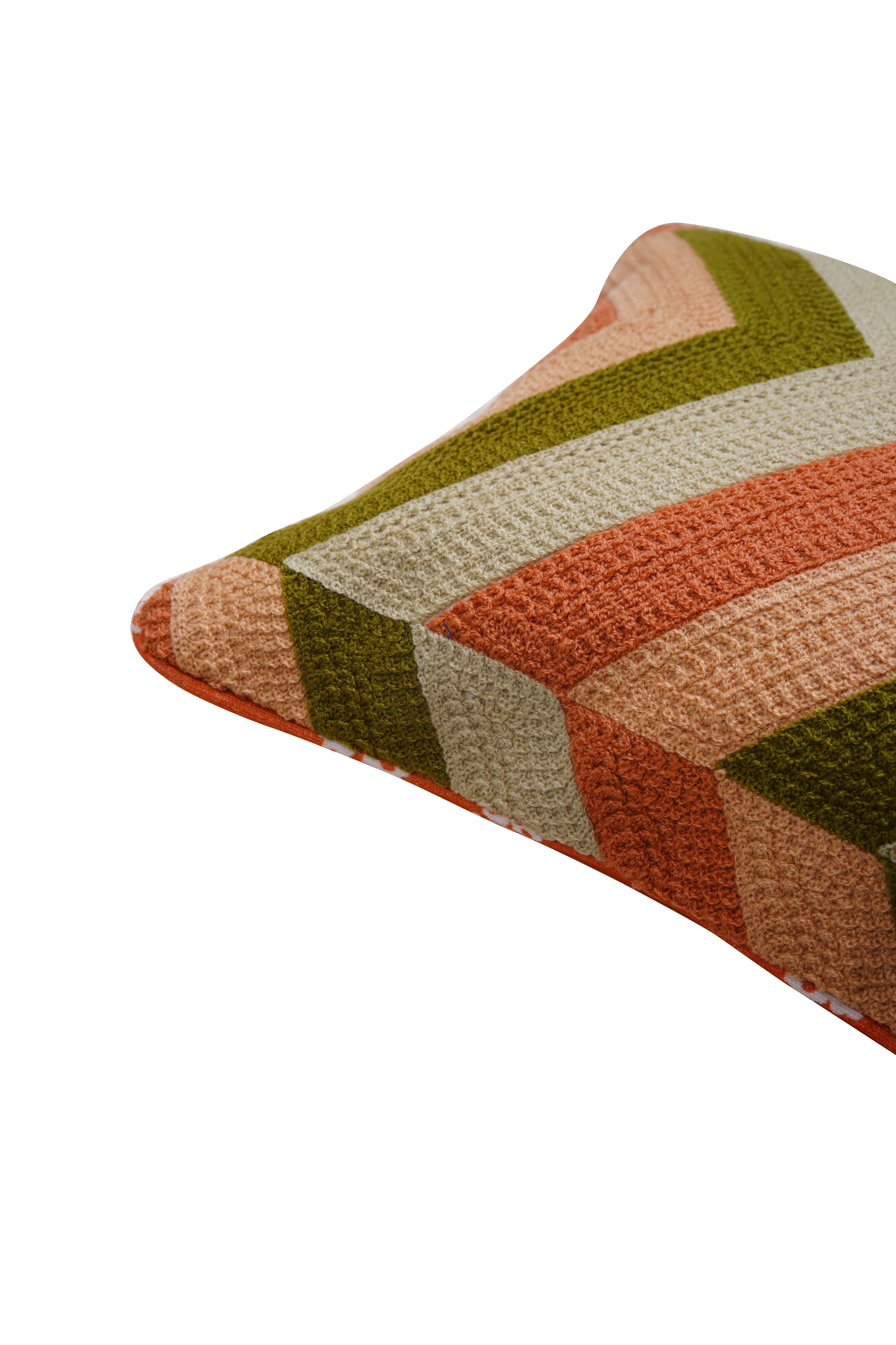 Rahat Chevron Olive Cushion Cover- 12"x 18"