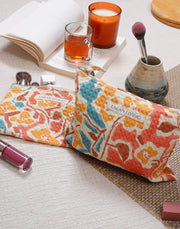 Flower Charm Waffle Pouch With PVC Lining